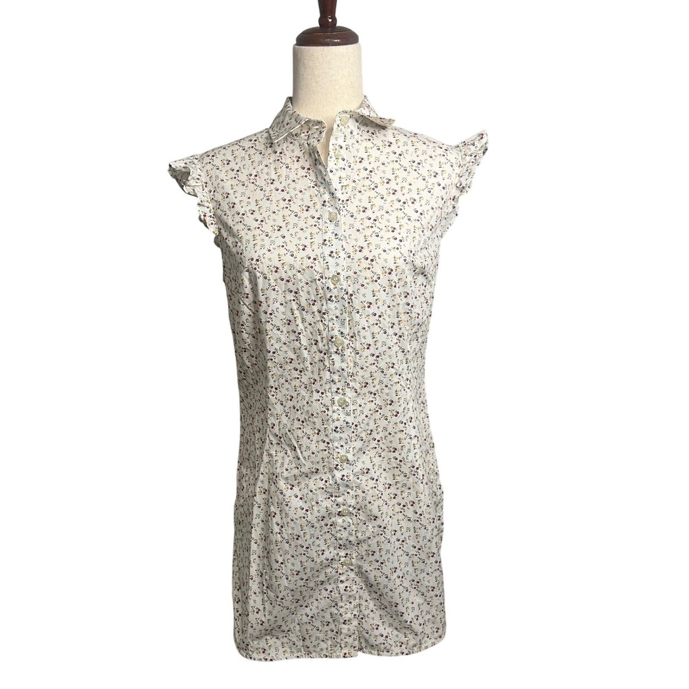 NWT Fiorucci Italian Designer Floral Mini Shirt Dress Size Medium